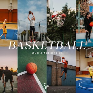 10 koszykarskich presetów Lightroom. Komputer stacjonarny i mobilny. 10 różnych presetów, Sport, Atletyczny, Wewnętrzny, Edycja zdjęć Filtr fotograficzny