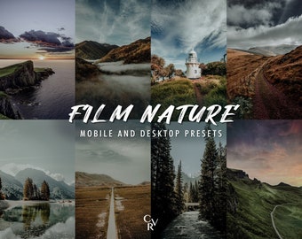 10 Film Nature Lightroom Presets. Desktop und Mobile. 10 verschiedene Presets. Landschaft Reise Cinematic Presets für Instagram Fotografie