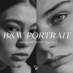 20 BW Lightroom Presets, Mobile and Desktop, Monochrome, Dramatic, Portrait, Aesthetic, Contrast, Grey Preset for Instagram Photography