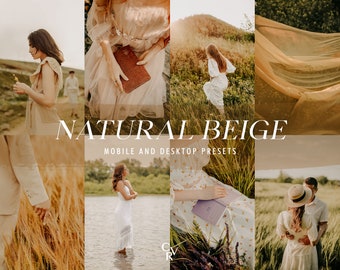 15 Natural Beige Lightroom Presets. Desktop And Mobile. 15 Different Presets. Warm, Brown, Airy, Outdoor, Bohemian, Boho,