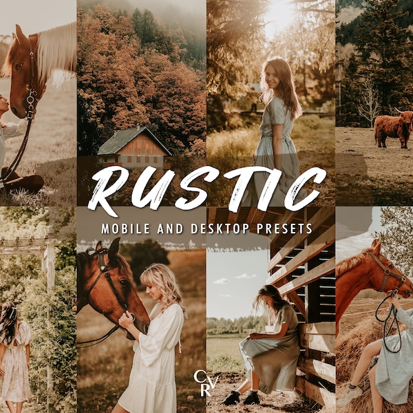 10 Rustic Lightroom Presets. Desktop And Mobile. 10 Different Presets. Boho, Earthy, Warm, Western, Outdoor, Fall Presets for Instagram