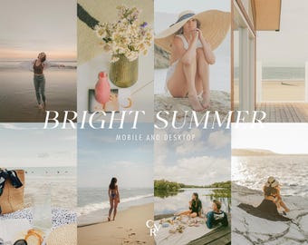 15 Strahlende Sommer Lightroom Presets. Desktop und mobil. 15 verschiedene Presets. Weich, Warm, Outdoor, Strand, Reisen, leicht luftig, natürlicher Filter
