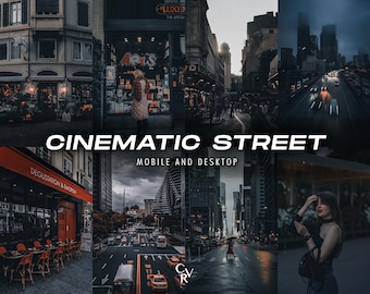25 Cinematic Street Lightroom Presets. Desktop And Mobile. 25 Different Presets. City, Dark, Night, Black, Moody, Urban Photography, Filter