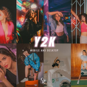 15 préréglages Lightroom esthétiques pour l&#39;an 2000. Ordinateur de bureau et mobile. 15 préréglages différents. Filtre nostalgique pour la photographie vintage, rétro, cinématographique