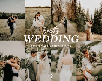 10 Earthy Wedding Lightroom Presets. Desktop And Mobile. 10 Different Presets. Earth, Brown, Rustic, Warm, Moody, Natural, Green Presets