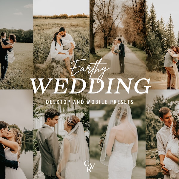 10 Earthy Wedding Lightroom Presets. Desktop And Mobile. 10 Different Presets. Earth, Brown, Rustic, Warm, Moody, Natural, Green Presets