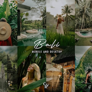 May include: A collage of images showcasing the beauty of Bali, Indonesia. The images feature lush green landscapes, traditional temples, and stunning ocean views. The text "Bali" and "Mobile and Desktop" are displayed in the center of the collage.