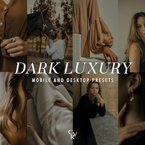 10 Dark Luxury Lightroom Presets. Desktop And Mobile. 10 Different Presets. Aesthetic, Muted, Moody, Minimal, Influencer Presets