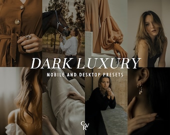 10 Dark Luxury Lightroom Presets. Desktop And Mobile. 10 Different Presets. Aesthetic, Muted, Moody, Minimal, Influencer Presets