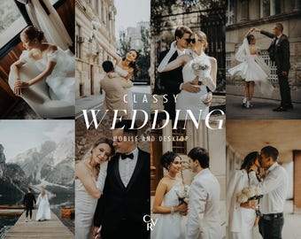 15 Classy Wedding Lightroom Presets. Desktop And Mobile. 15 Different Presets. Bridal, Luxury, Elegant, Love, Professional Filter