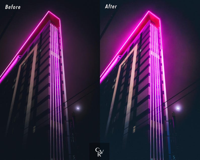 20 Night City Lightroom Presets. Desktop And Mobile. 20 Different Presets. Night time, City, Urban, Lights, Street, Architecture Presets image 4