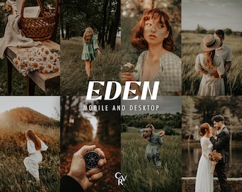 20 EDEN Lightroom Presets. Desktop And Mobile. 20 Different Presets. Cinematic, Outdoor, Dark Moody, Wedding, Photography, Photo Edit Filter