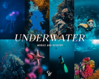 15 Underwater Lightroom Presets. Desktop And Mobile. Travel, Cinematic, Blue Photo Filter