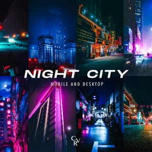 20 Night City Lightroom-presets. Desktop en mobiel. 20 verschillende voorinstellingen. Nacht, stad, stad, lichten, straat, architectuurvoorinstellingen
