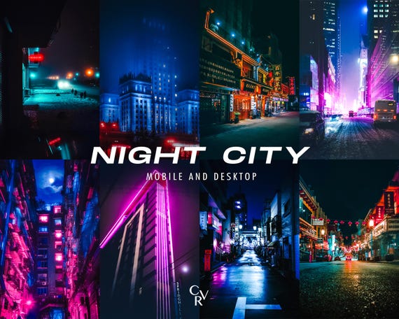 20 Night City Lightroom Presets. Desktop And Mobile. 20 Different Presets. Night time, City, Urban, Lights, Street, Architecture Presets