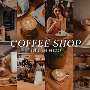 25 Coffee Shop Lightroom Presets. Desktop And Mobile. 25 Different Presets. Cafe, Brown, Orange, Warm, Aesthetic, Influencer Presets