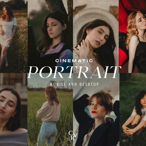 20 Cinematic Portrait Lightroom Presets. Desktop And Mobile. Elegant, Vintage, Influencer, Urban, Classy, Outdoor Filter for Photography