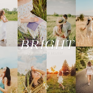 20 Bright Lightroom Presets, 20 Desktop and Mobile, Light Airy, Wedding, Outdoor, Soft, Nature, Clean, Filter for Instagram Photography