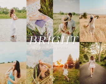 20 Bright Lightroom Presets, 20 Desktop and Mobile, Light Airy, Wedding, Outdoor, Soft, Nature, Clean, Filter for Instagram Photography