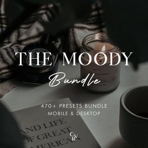 470 MOODY Bundle-Presets Mobile und Desktop Lightroom Preset Bundle für Instagram Das beste Angebot Dunkel, Schwarz, Erdig, Ästhetisch Bild 1