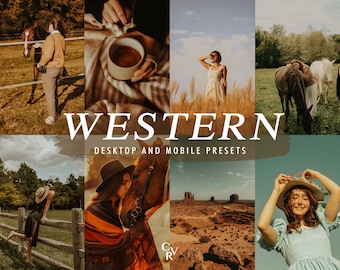 10 Western Lightroom Presets. Desktop And Mobile. 10 Different Presets. Bohemian, Brown, Rustic, Warm, Vintage, Country Presets