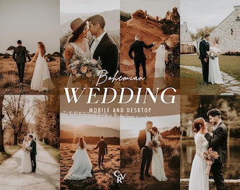 20 Bohemian Wedding Lightroom Presets. Desktop And Mobile. 20 Different Presets. Warm, Natural, Boho, Professional, Golden Hour Photo Filter