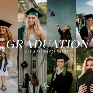 20 Graduation Lightroom Presets. Desktop And Mobile. 20 Different Presets. Senior, Portrait, Influencer, Celebration, Filter, Photography