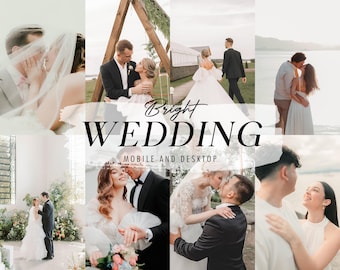15 strahlende Lightroom-Presets für Hochzeiten | Desktop und Mobilgeräte | Heller, luftiger, natürlicher Outdoor-Fotofilter