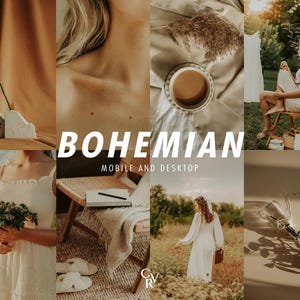 20 Bohemian Lightroom Presets. Desktop And Mobile. 20 Different Presets. Boho, Natural, Beige, Warm, Creamy, Filter for Photography
