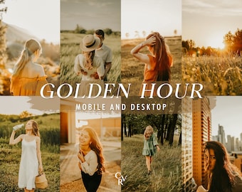 10 Golden Hour Lightroom Presets. Desktop And Mobile. 10 Different Presets. Warm, Family, Home, Gold Presets for Instagram Photography