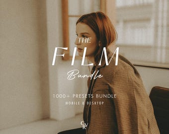 May include: A woman with red hair wearing a brown jacket with the text "THE FILM Bundle 1000+ PRESETS BUNDLE MOBILE & DESKTOP" on a white background.