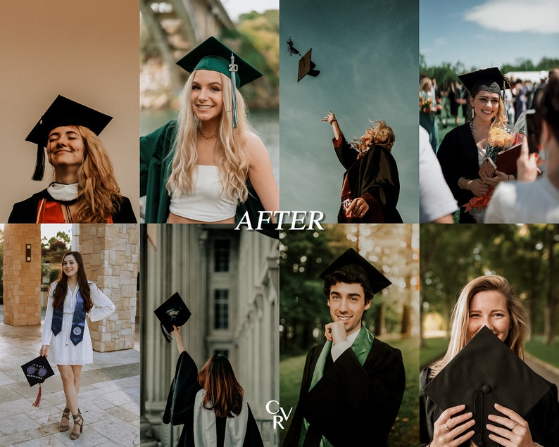 10 Graduation Lightroom Presets. Desktop And Mobile. 10 Different Presets. Senior, Portrait, Influencer, Celebration, Filter, Presets image 3