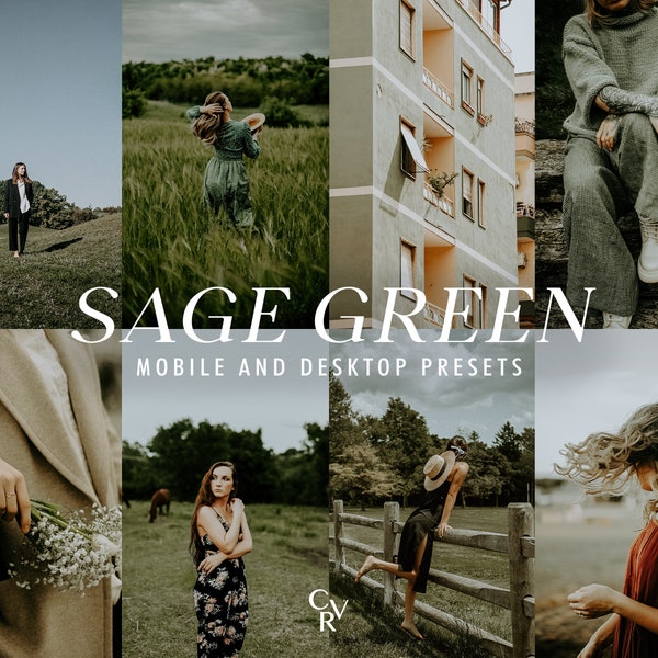 10 Sage Green Lightroom Presets. Desktop And Mobile. 10 Different Presets. Greens, Aesthetic, Moody, Nature, Earthy, Influencer Presets