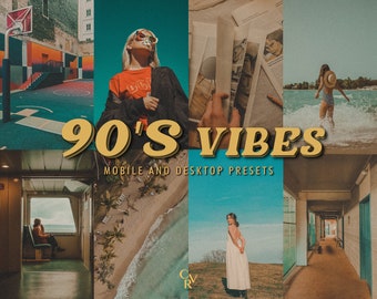 10 Retro 90's Lightroom Presets. Desktop And Mobile. 10 Different Presets. Vintage, Aesthetic, Analog, Film, Editorial, Old School Presets