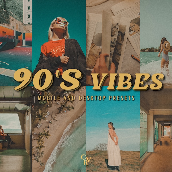 10 Retro 90's Lightroom Presets. Desktop And Mobile. 10 Different Presets. Vintage, Aesthetic, Analog, Film, Editorial, Old School Presets