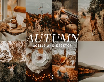 10 Lightroom-voorinstellingen voor de herfst. Desktop en mobiel. Herfst, Goud, Bladeren, Buiten, Warm, Natuur, Thuis, Familievoorinstellingen voor Instagram