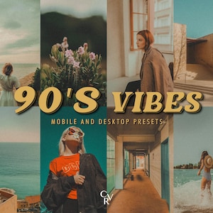 25 Retro 90's Lightroom Presets. Desktop And Mobile. 25 Different Presets. Vintage, Aesthetic, Analog, Film, Editorial, Old School Presets