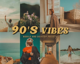 25 Retro 90's Lightroom Presets. Desktop And Mobile. 25 Different Presets. Vintage, Aesthetic, Analog, Film, Editorial, Old School Presets