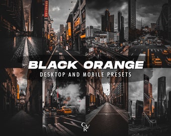 10 Schwarz Orange Lightroom Presets. Desktop und Mobile. Urban, Dark, Gotham, Moody, Night, City Lights Preset für Streetfotografie