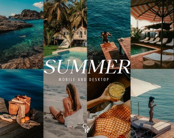 15 Summer Lightroom Presets. Desktop and Mobile, Warm, Beach, Mediterranean, Sea Filter