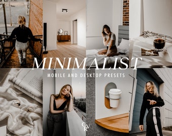 10 Minimalistische Lightroom Presets. Desktop und Mobile. 10 verschiedene Presets. Minimal, Dark, Luxury, Blogger, Influencer, Aesthetic Presets