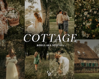 20 Cottagecore Lightroom Presets. Desktop And Mobile. Cottage, Farm, Portrait, Warm, Aesthetic, Rustic, Outdoor, Forest Filter