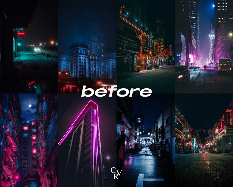 20 Night City Lightroom Presets. Desktop And Mobile. 20 Different Presets. Night time, City, Urban, Lights, Street, Architecture Presets image 2