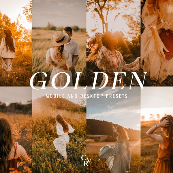 15 Golden Hour Lightroom Presets. Desktop And Mobile. 15 Different Presets. Warm, Summer, Sun, Light, Wedding, Aesthetic, Outdoor, Filter