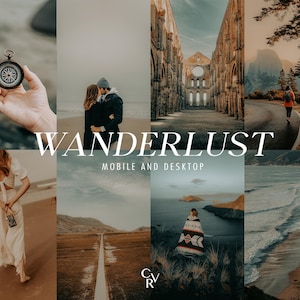 20 Wanderlust Lightroom Presets. Desktop And Mobile. 20 Different Presets. Nature, Travel, Influencer, Earthy, Moody, Adventure Photo Filter