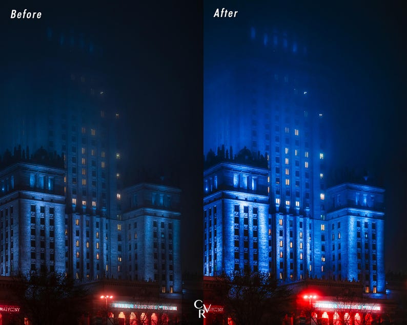 20 Night City Lightroom Presets. Desktop And Mobile. 20 Different Presets. Night time, City, Urban, Lights, Street, Architecture Presets image 6