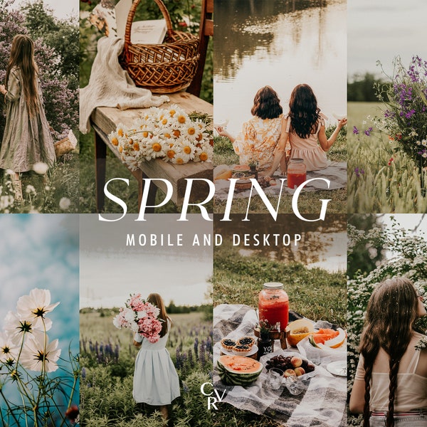 10 Frühling Lightroom Presets. Desktop und mobil. 10 verschiedene Presets. Garten, Blumen, Bloom, Ästhetik, Influencer, Warm Filter