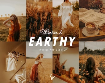 15 Warm and Earthy Lightroom Presets. Desktop And Mobile. Brown, Moody, Dark, Bohemian, Boho, Outdoor, Rustic Filter