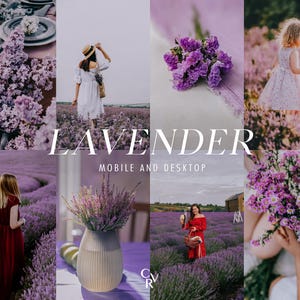 15 Lavender Lightroom Presets. Desktop And Mobile. Soft, Girl, Purple, Airy, Pastel, Spring, Flower Filter for Outdoor Photography