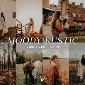 10 Moody Rustic Lightroom Presets. Desktop And Mobile. 10 Different Presets. Boho, Wedding, Warm, Outdoor, Portrait, Fall, Dark Presets